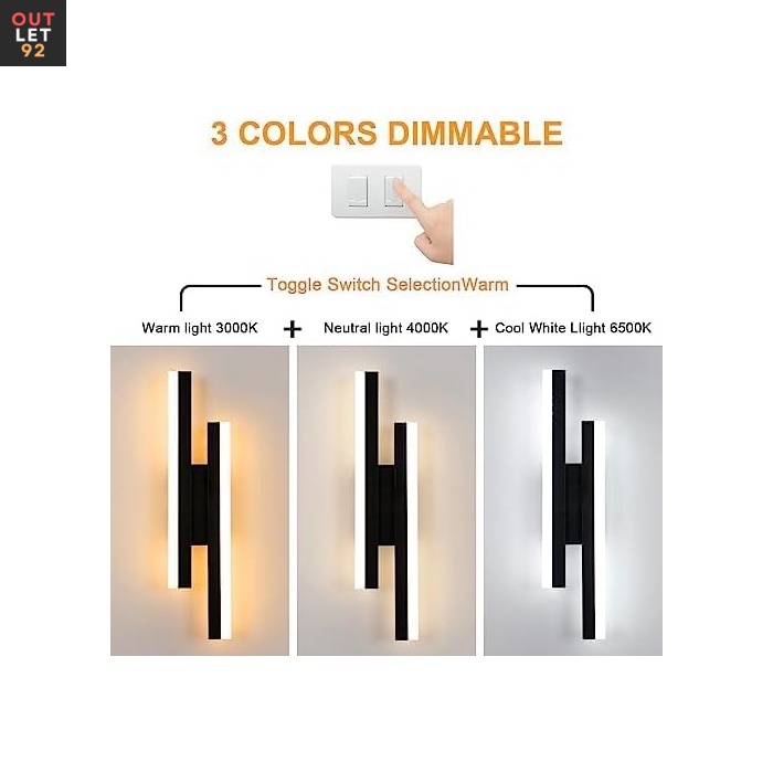 LED-seinalamp, 16 W, Dimmerdatav, 3 Värvi Temperatuuri, Must