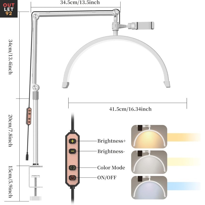 Ripsmelamp, kohandatav Helligkeit, LED, Valge