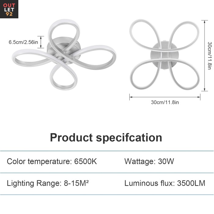 LED-laevalgusti, 30W, 3500lm, külm valge Värvitemperatuur 6500K, Hõbedane
