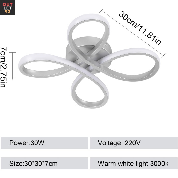 LED-laetuli, lilldisain, 30W, soe valge 3000K, hõbedane
