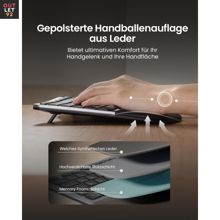 Ergonoomiline klaviatuur ja hiirekomplekt, täissuuruses, juhtmevaba, must