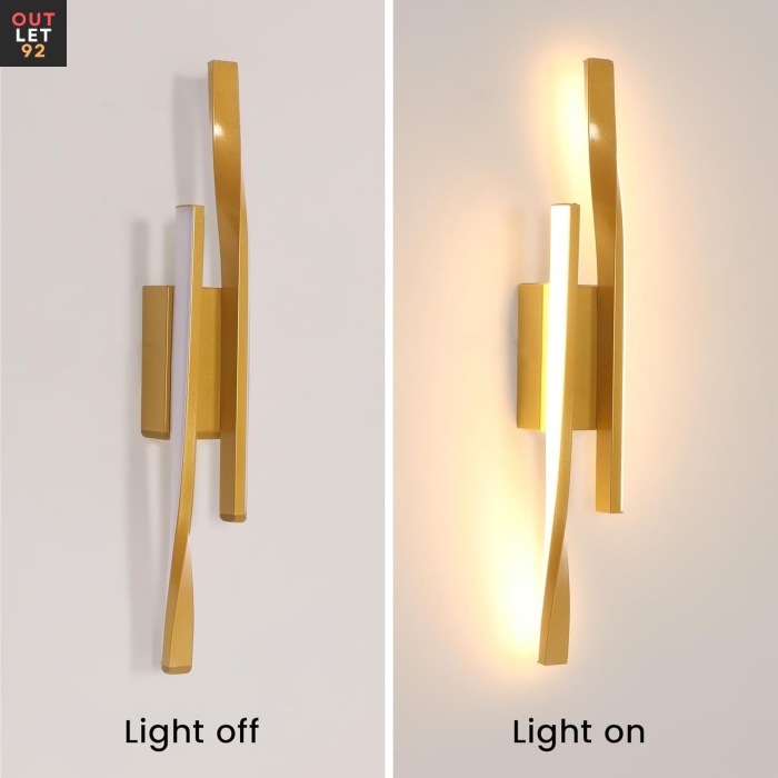 LED-seinalamp, 16W, 1800LM, Kuldne, 42x9.5x6 cm