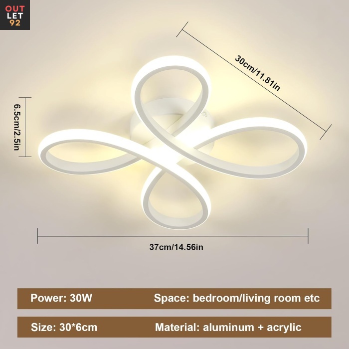 LED-laelamp, neljaleheline disain, 30W, loomulik valgus 4500K, valge