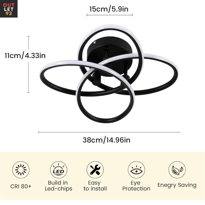 LED Laelamp, 3000 K, 1 Valgusallikas, 39.56 cm x 11.02 cm