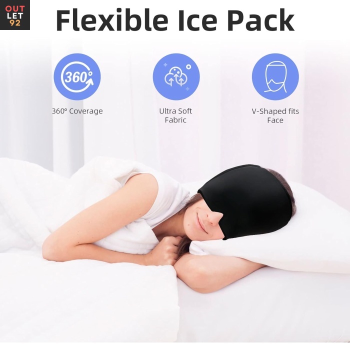 Migreeni leevendava mõjuga müts, külmravi, must