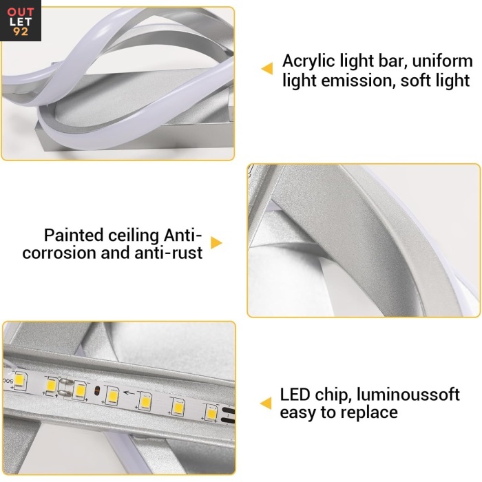 LED-seinalamp, 22W 2500lm, hõbedane, kaasaegne
