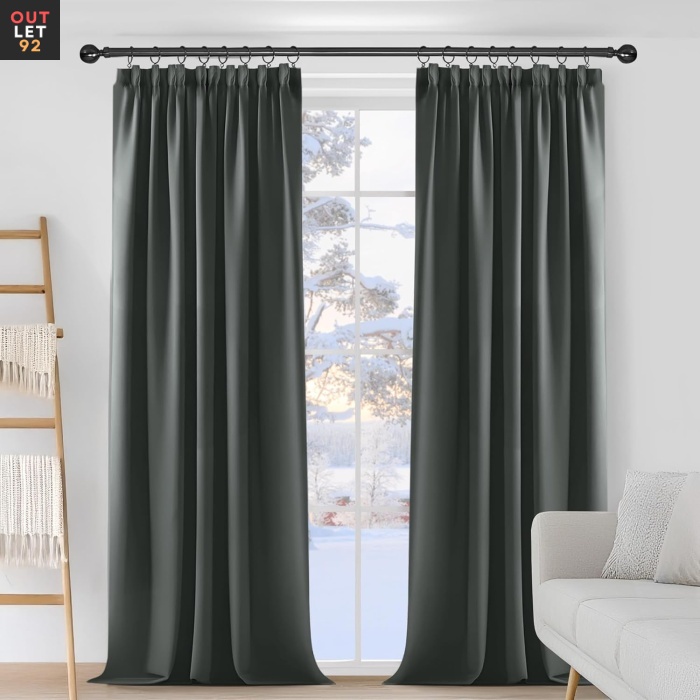 Pimendavad termokardinad 220x140cm, krookepaelaga, tumehall, 2tk