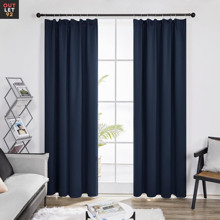 Pimendavad termokardinad 200x140 cm, krookepaelaga, tumesinine, 2tk