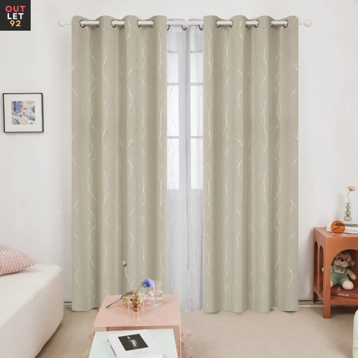 Pimendavad termokardinad 240x140cm, rõngastega, Beež, 2tk