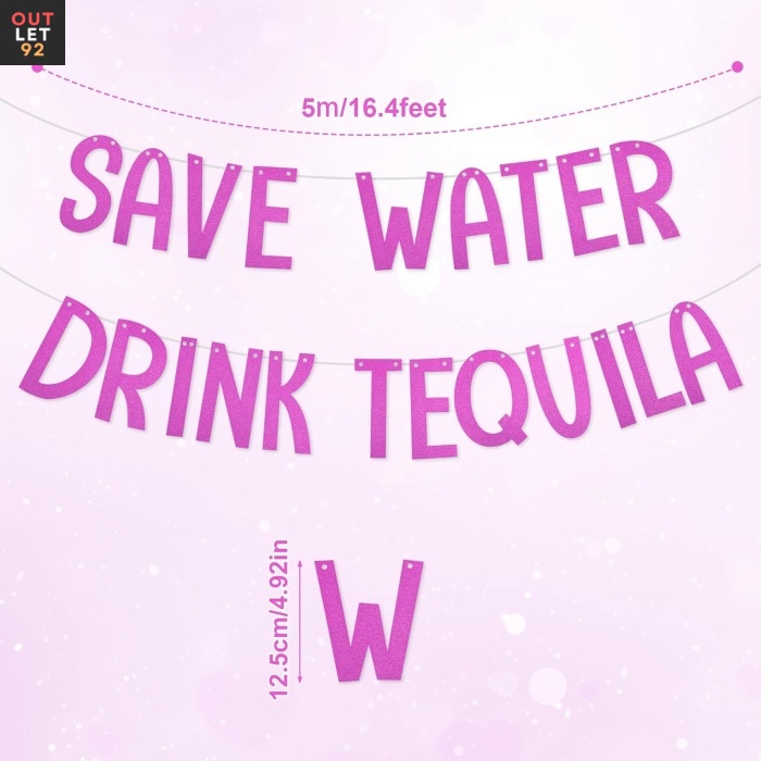 Tequila banner, vahetatavad tähed, Roosapunane, 500x0,01 cm