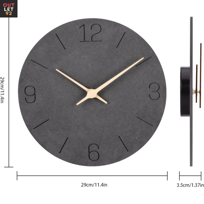 Vaikne seinakell, kvartsmehhanism, 30 cm, must