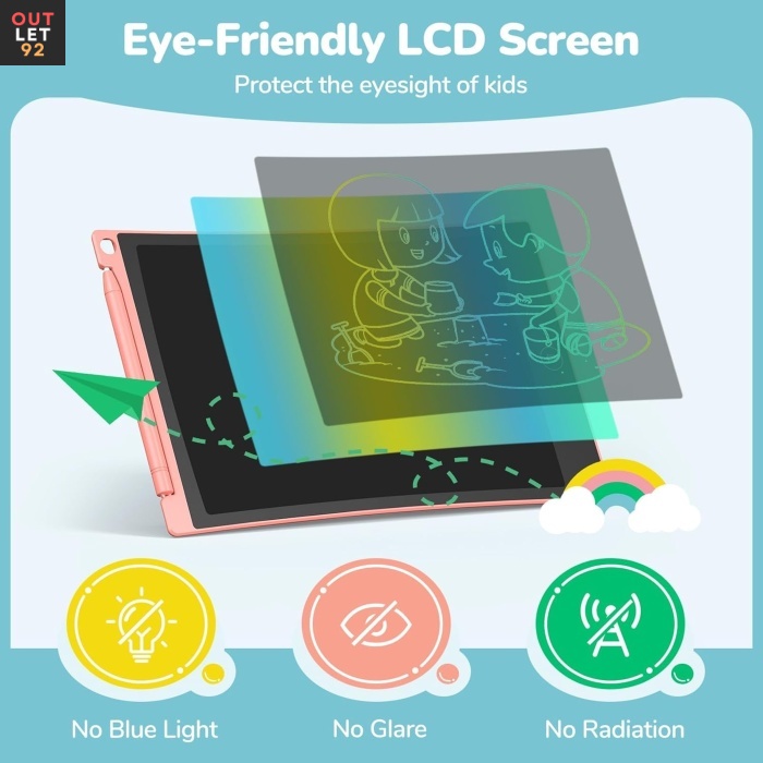 LCD joonistustahvel 2tk, 21.6 cm ekraan, sinine-roosa