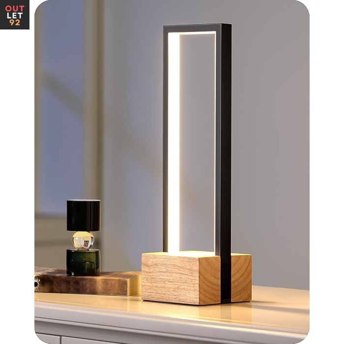 LED-töölaua lamp, puudutusega dimmerdatav, mälu funktsioon, must-puit