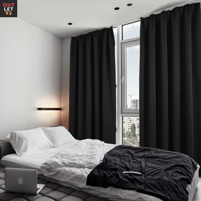 Pimendavad termokardinad 175x140 cm, krookepaelaga, must, 2tk