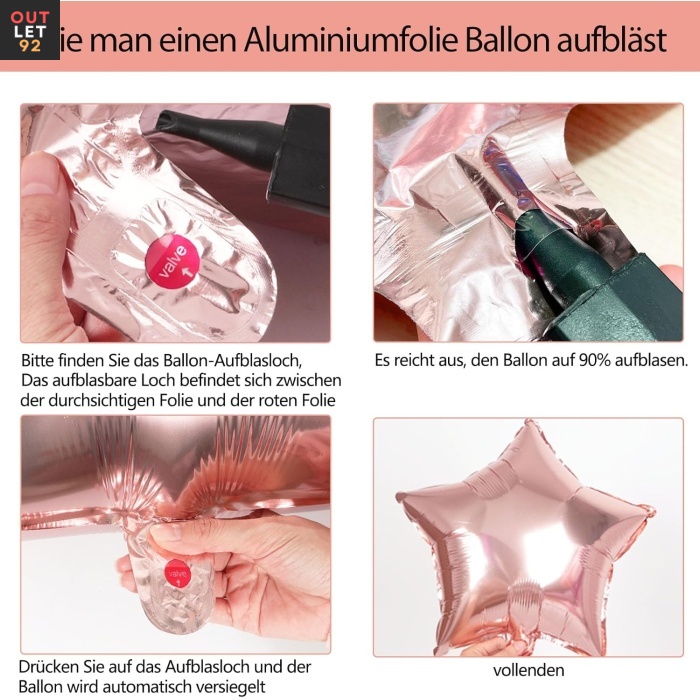 Sünnipäeva kaunistuste komplekt, 101cm õhupall, Roosakuldne