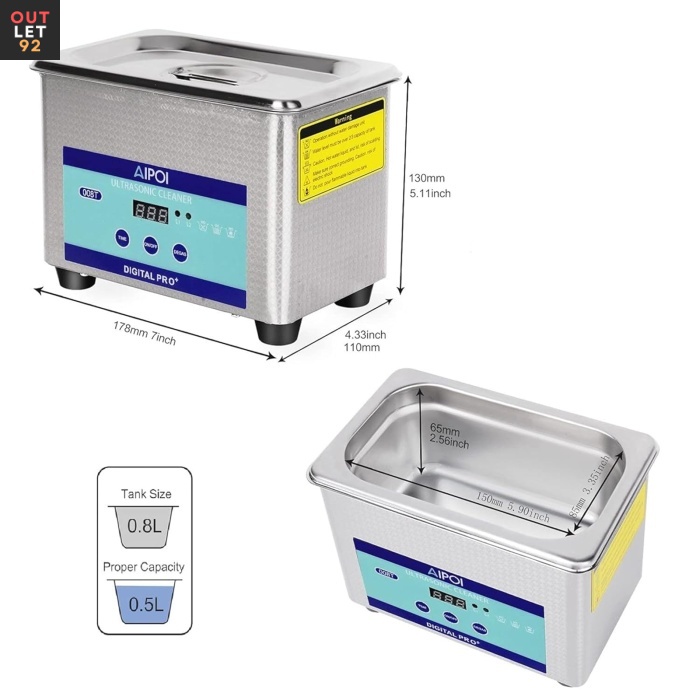 Ultrahelipuhasti, 800ml, 35W, 40kHz, Roostevaba teras