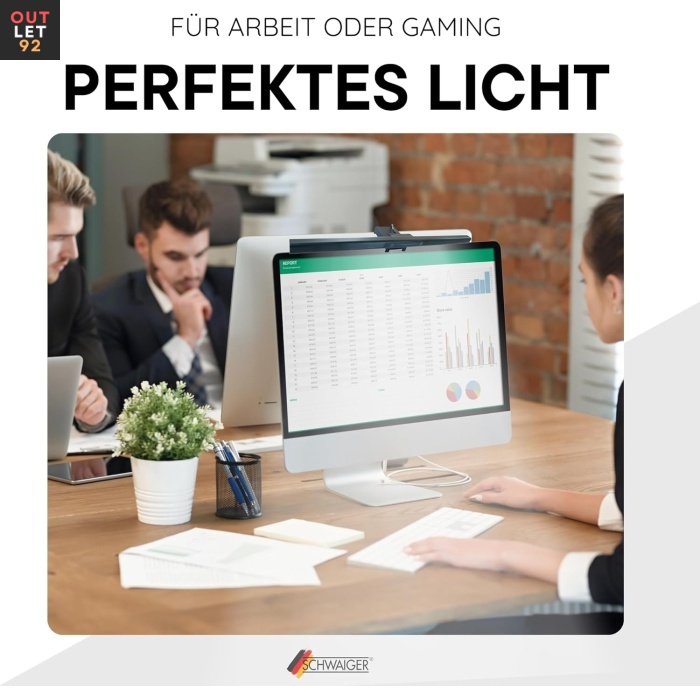 Monitorlamp, USB-C, puutetundlik, must