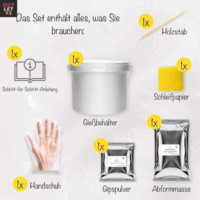 3D käejäljenduskomplekt, vorm, kips ja muud lisatarvikud