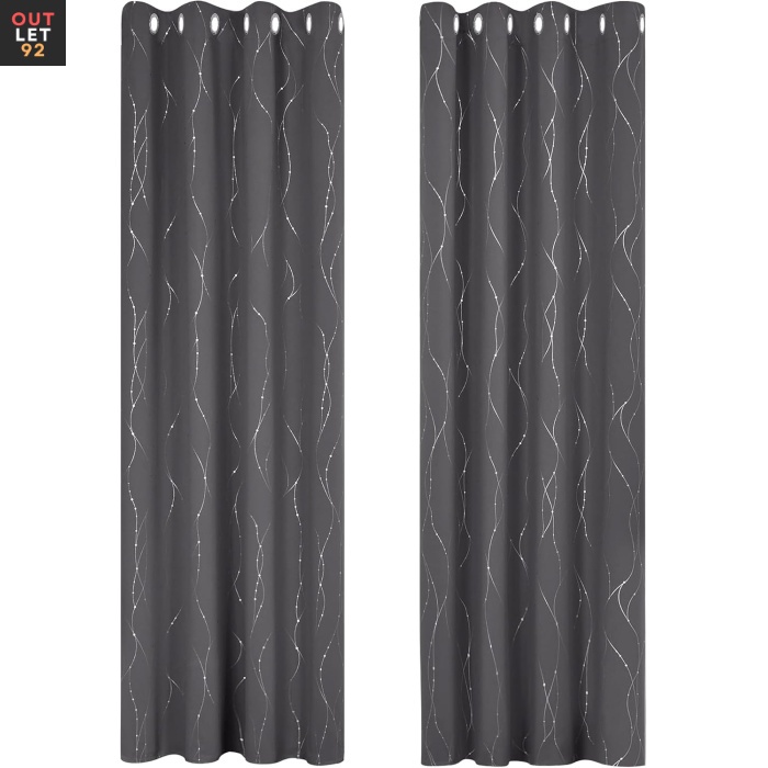 Pimendavad termokardinad 240x140 cm, rõngastega, tumehall, 2tk