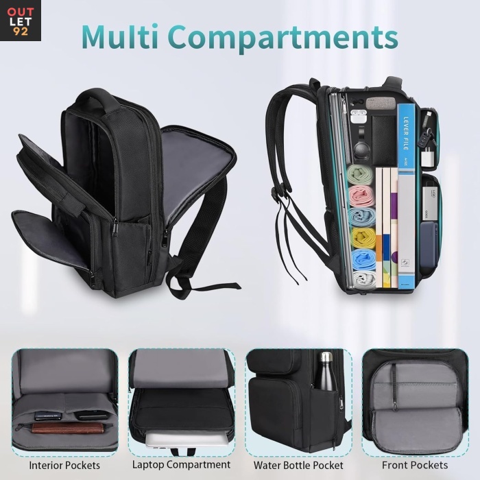 Sülearvuti Seljakott, Veekindel, Eemaldatav Vutlar, 32L, Must