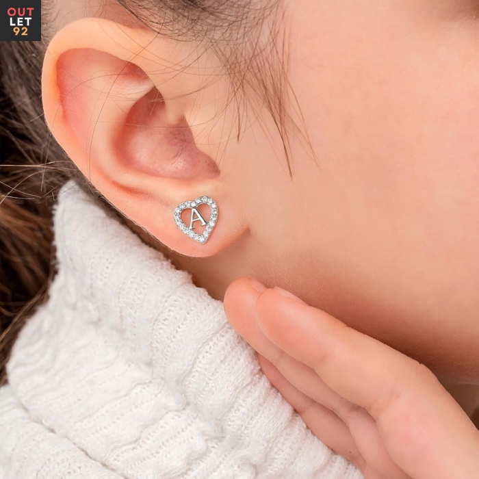 Südamekujulised kõrvarõngad D-täht, 14k kullatud, roosa