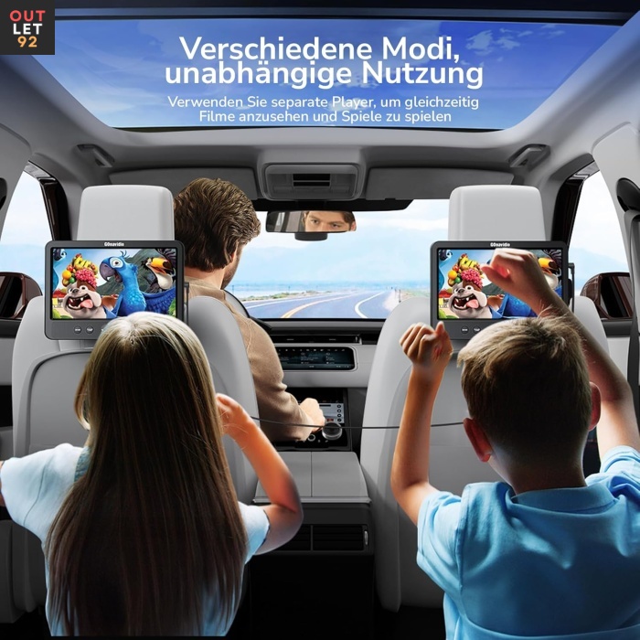 Auto DVD mängija, 2 monitori, HDMI sisend, seinalaadija, Hall