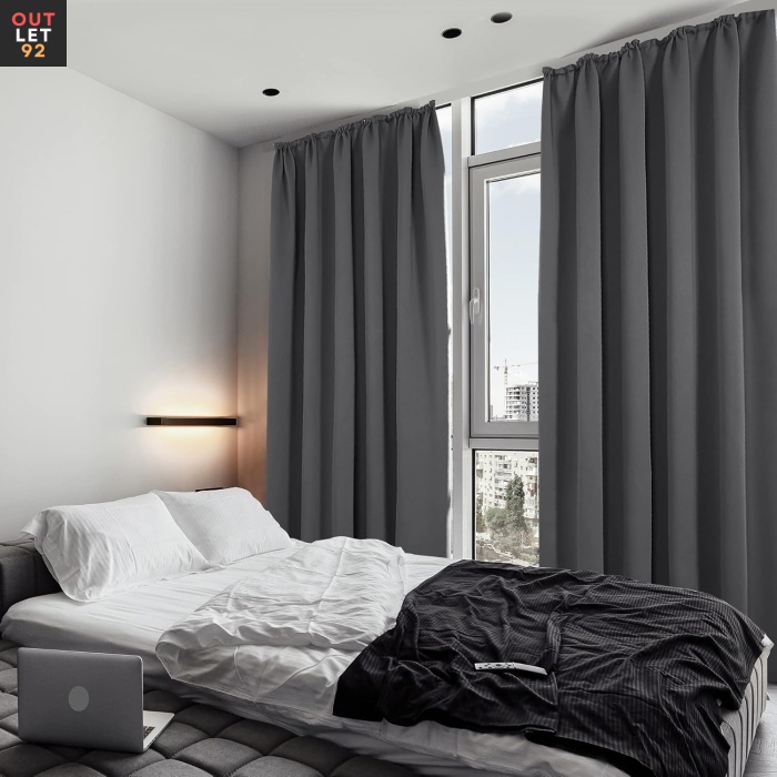 Pimendavad termokardinad 245x140 cm, krookepaelaga, tumehall, 2tk