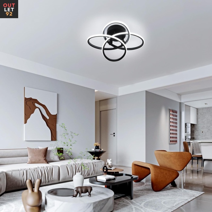 LED-laelamp, 38W, 4500lm, Akrüül, Must