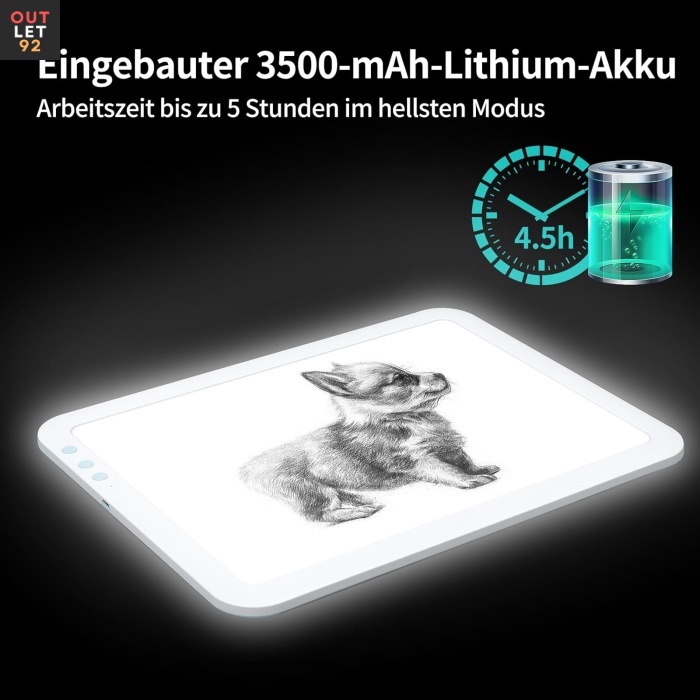 A4 Valgustuslaud, Akuga, Ultrahelendav LED, Valge-Mündiroheline
