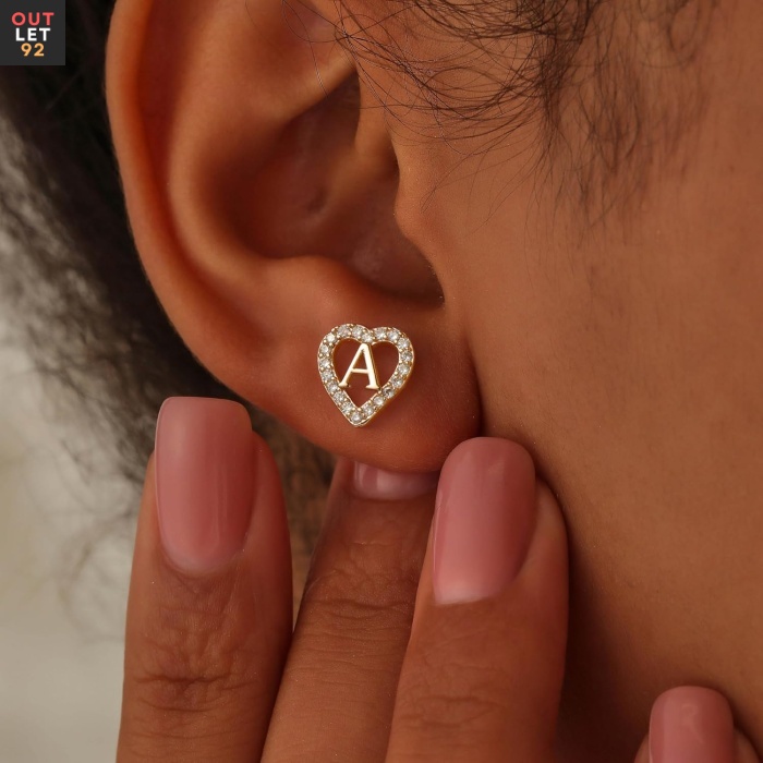 Südamekujulised kõrvarõngad D-täht, 14k kullatud, roosa