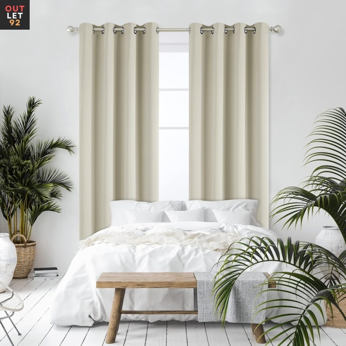 Pimendavad termokardinad 242x132 cm, rõngastega, helebeež, 2tk