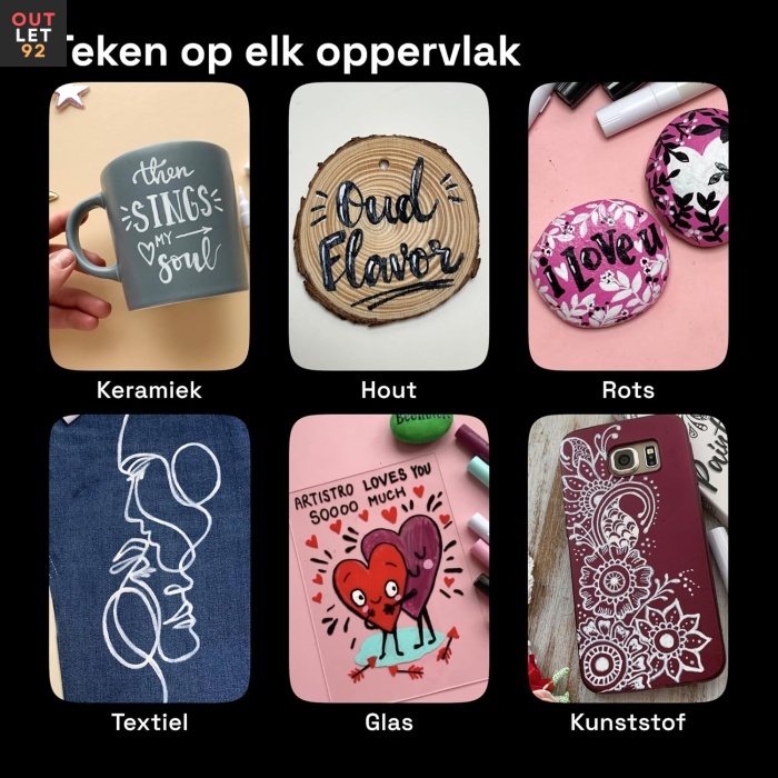 Valged markerid, kiiresti kuivav, akvarell, 5 tk pakis