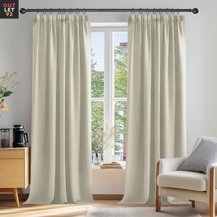 Pimendavad termokardinad 210x140 cm, kogumislindiga, kreem, 2tk