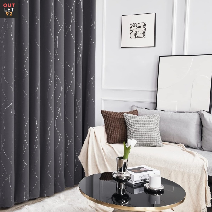 Pimendavad termokardinad 240x140 cm, rõngastega, tumehall, 2tk
