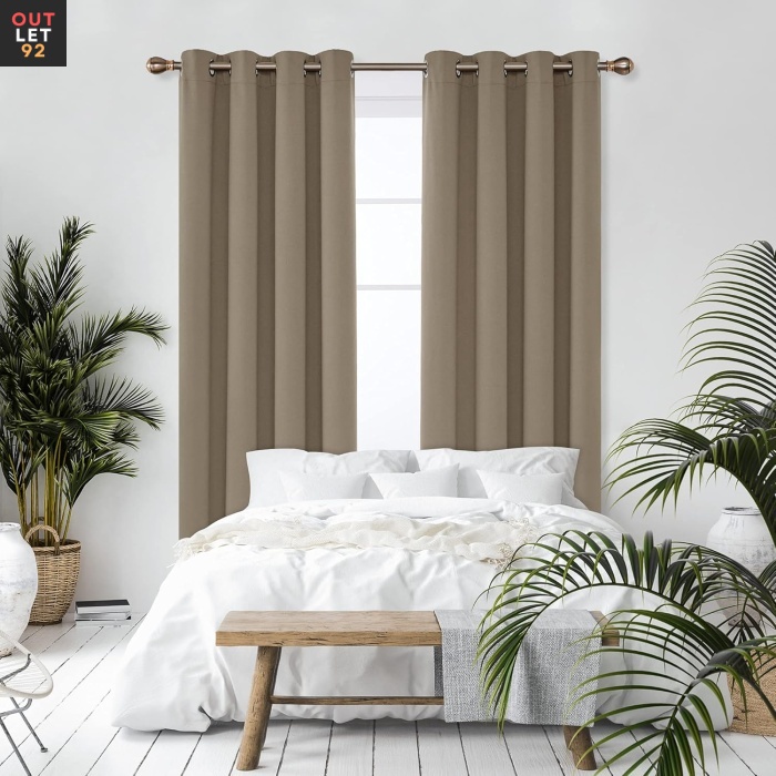 Pimendavad termokardinad 132x114 cm, rõngastega, taupe, 2 tk