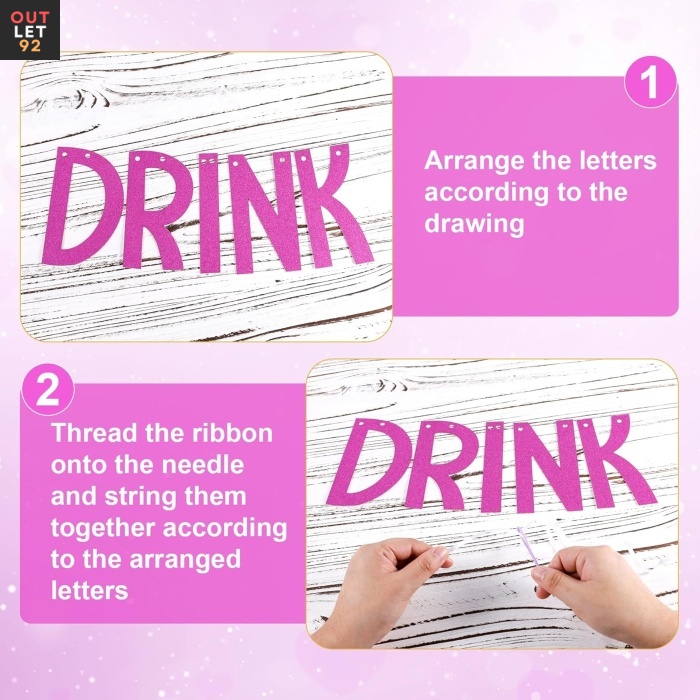 Tequila banner, vahetatavad tähed, Roosapunane, 500x0,01 cm