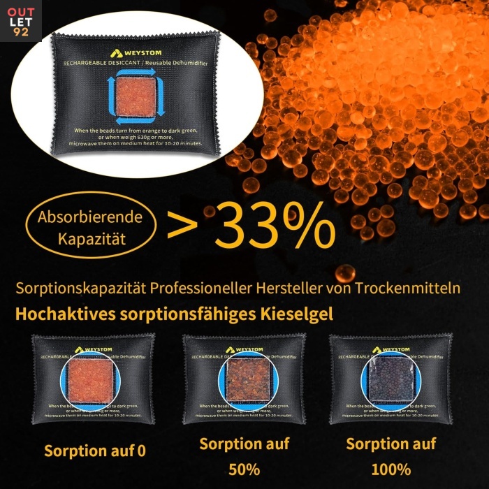 Niiskusekoguja kotid, korduvkasutatav, oranž-indikaator, 500g