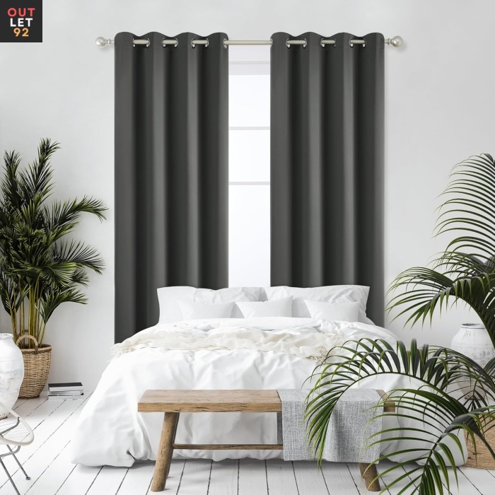 Pimendavad termokardinad 210x140 cm, rõngad, tumehall, 2 tk