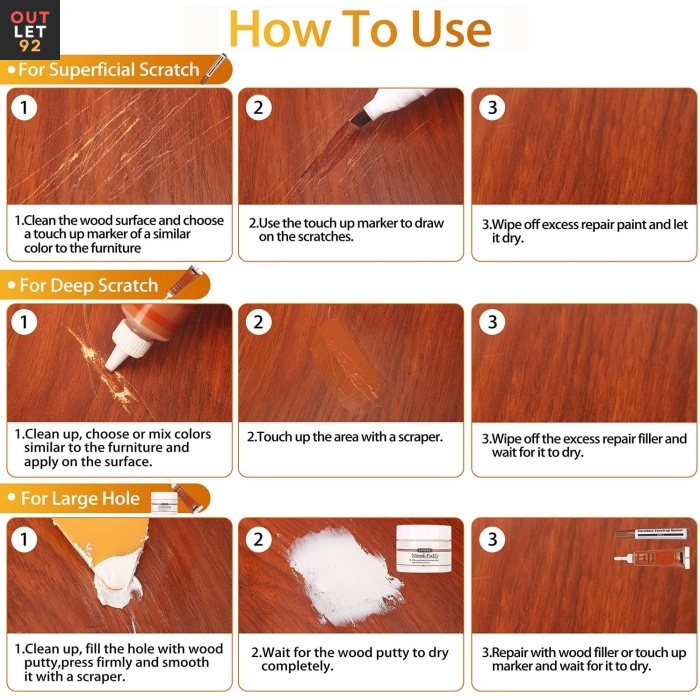 Mööbli ja parketi paranduskomplekt, 42-osaline