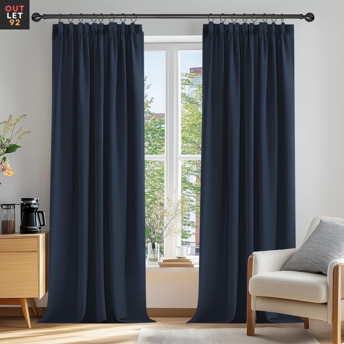 Pimendavad termokardinad 200x140 cm, krookepaelaga, tumesinine, 2tk