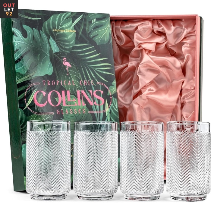 Vintage Flamingo Collins longdrink klaasid, 340 ml, kristall, läbipaistev