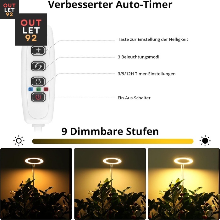 Sondiko taimelamp, 140cm, 72 LED-iga, 3 valgustusrežiimi, taimer, 9 heledust.4-1.jpg