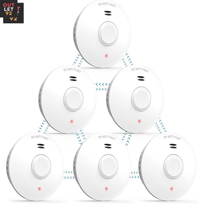 Juhtmevabalt ühendatav suitsuandur, 85 dB alarm, 10-aastane aku 6tk