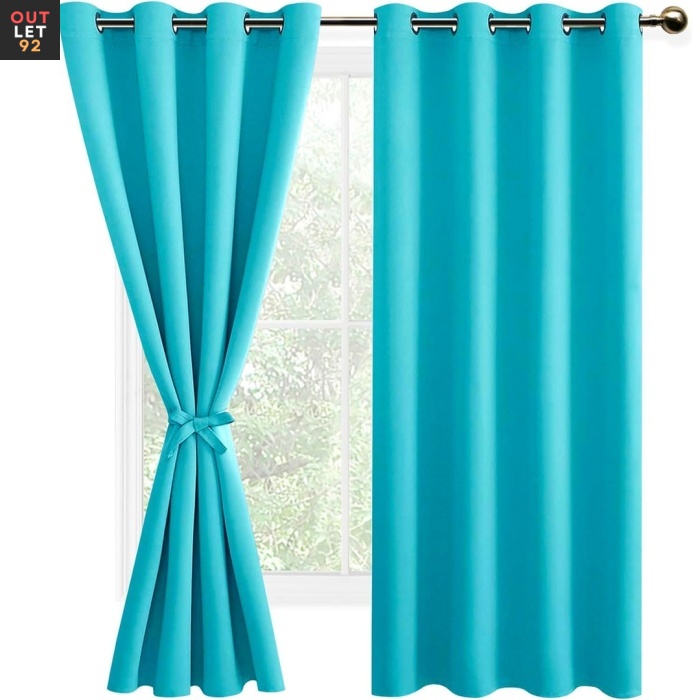 Pimendavad kardinad, komplektis 2 tk, kinnitustega, 132x160cm, türkiissinine