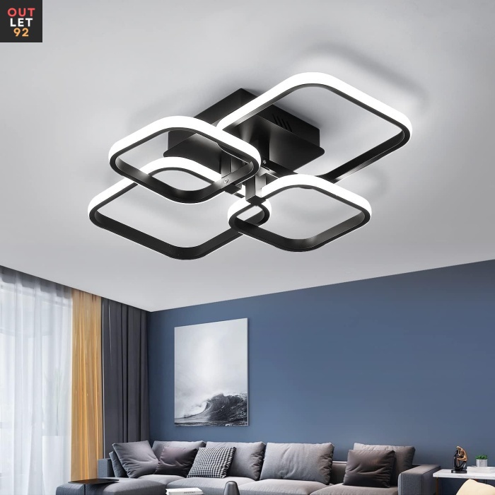 LED Laelamp, geomeetriline Disain, 60W, Must, külm valge 6500K