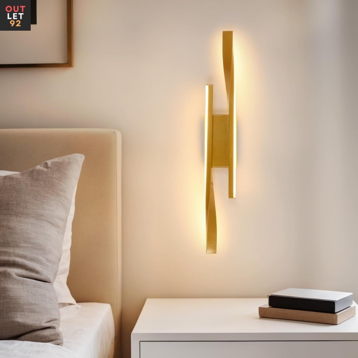 LED-seinalamp, 16W, 1800LM, Kuldne, 42x9.5x6 cm