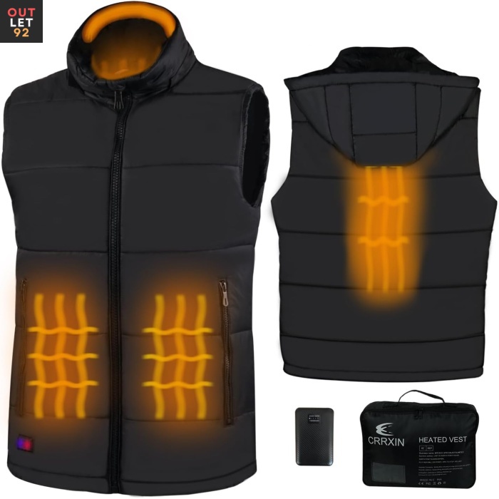 Soojendusega vest, 3 reguleeritava temperatuuriga, veekindel, must