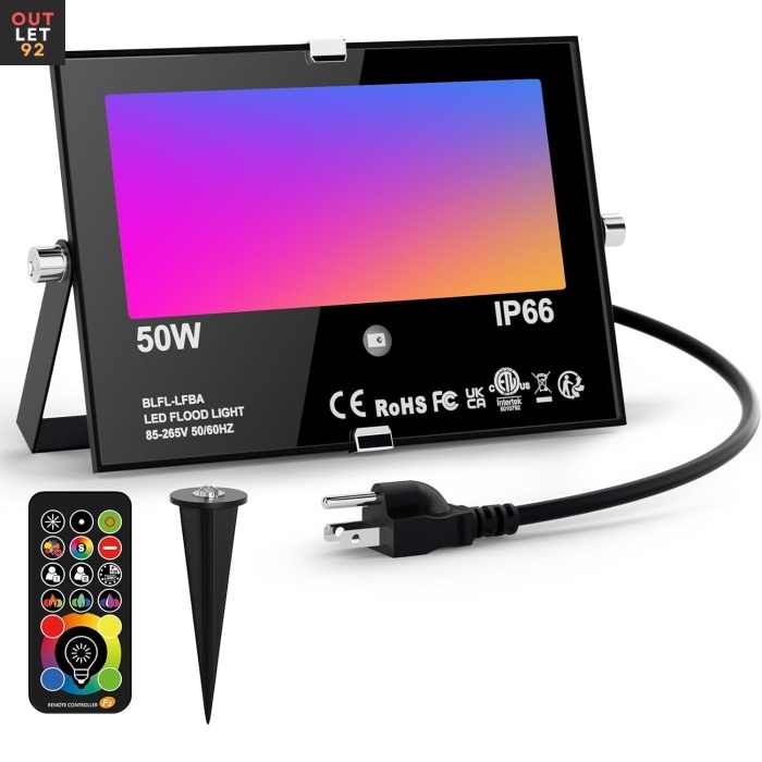 LED VälIvalgusti, RGBW, Dimmerdatav, IP66, RGBW-50W-1Pack