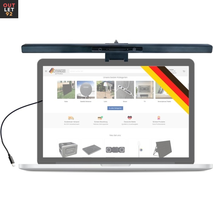 Monitorlamp, USB-C, puutetundlik, must