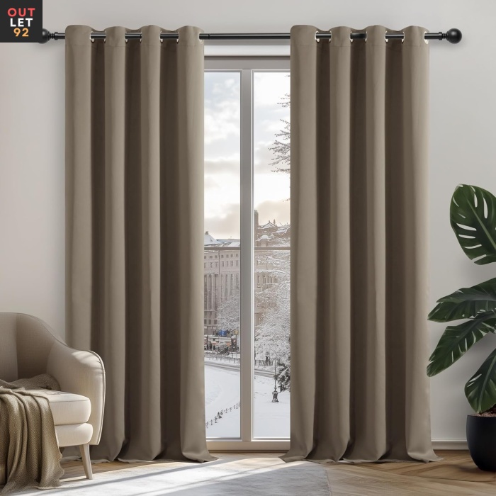 Pimendavad termokardinad 132x114 cm, rõngastega, taupe, 2 tk